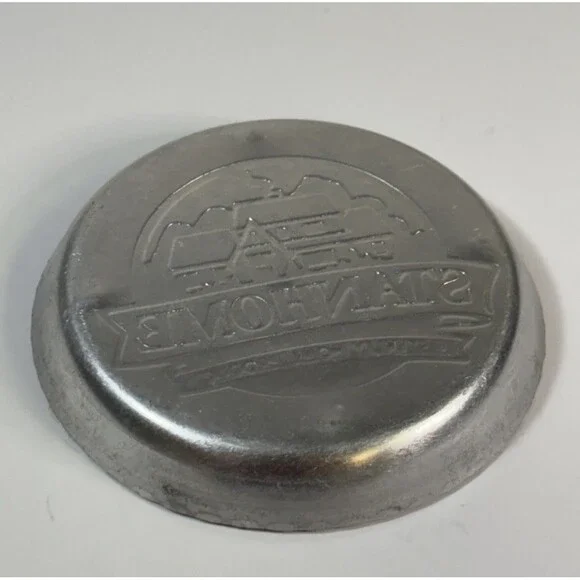 Coaster Set of 7 Vintage Stanhome Hammered Aluminum Coasters - Ashtray Barware - Picture 3 of 3